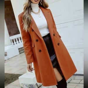 Boho burnt orange double breasted coat
